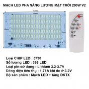  Mạch LED năng lượng mặt trời 200W V2 gồm mạch và remote